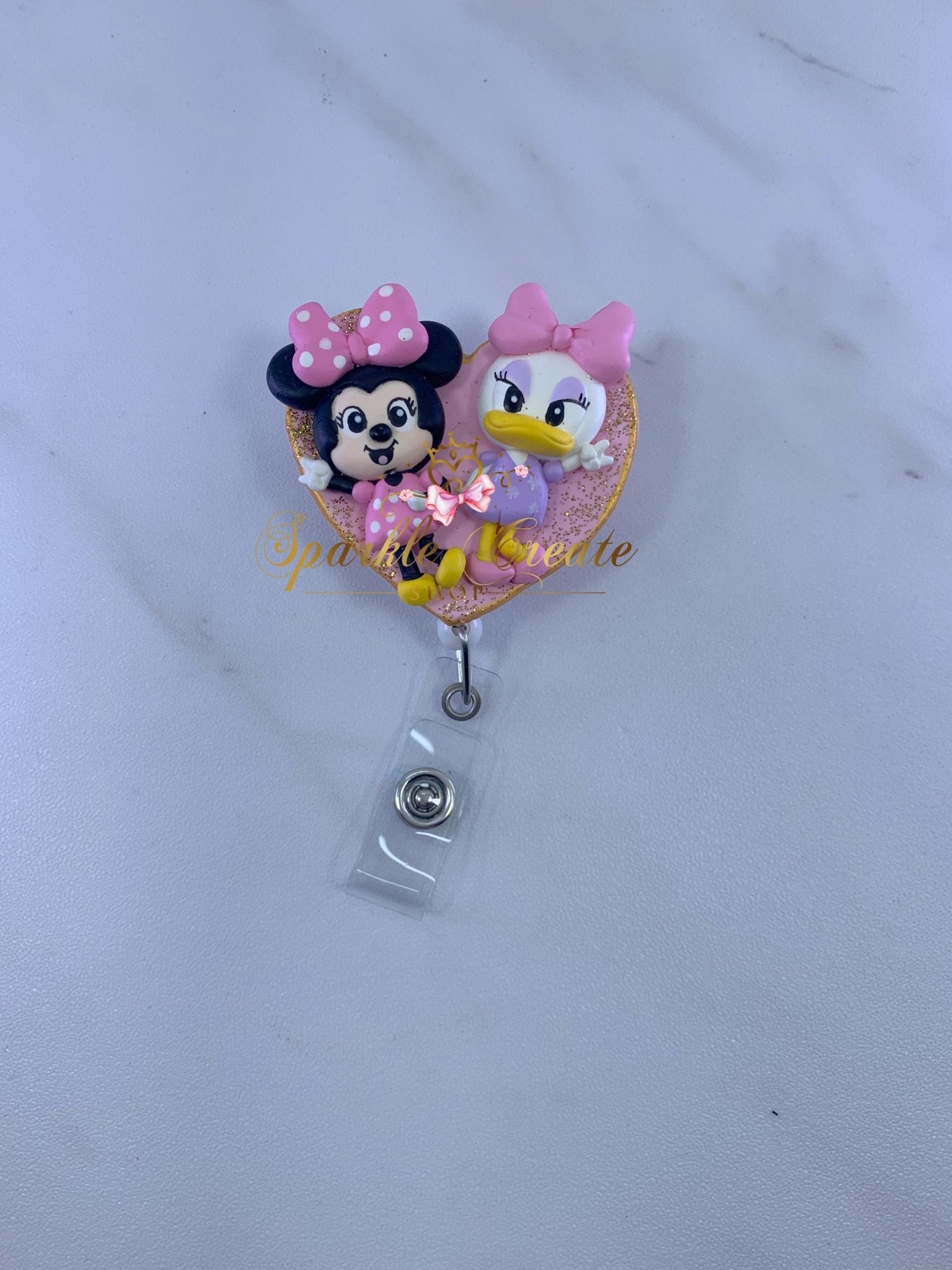 Girl Mouse and Besties Clay Badge Reel
