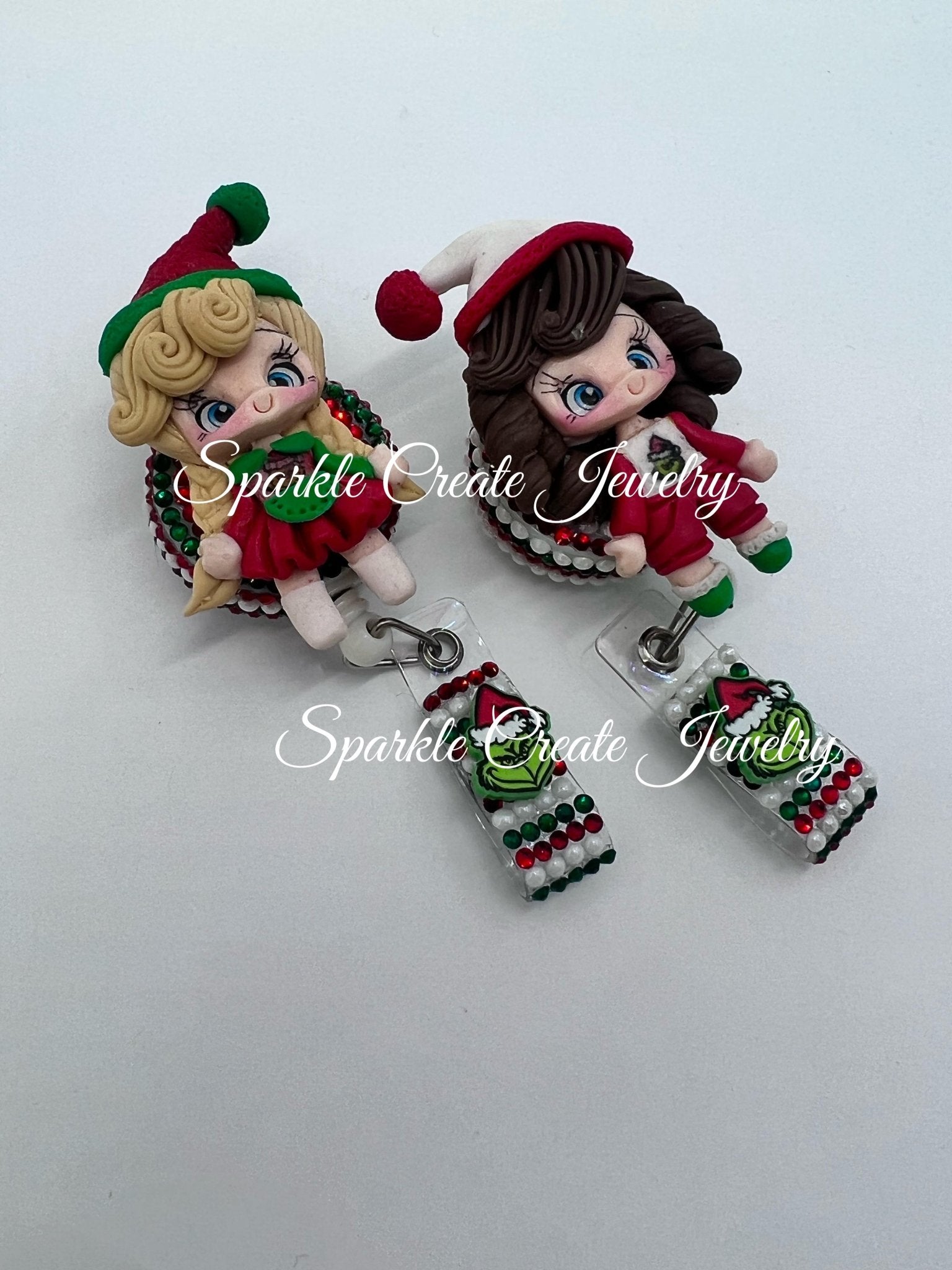 Christmas Grinch Girl Clay Badge Reel – Sparkle Create Shop